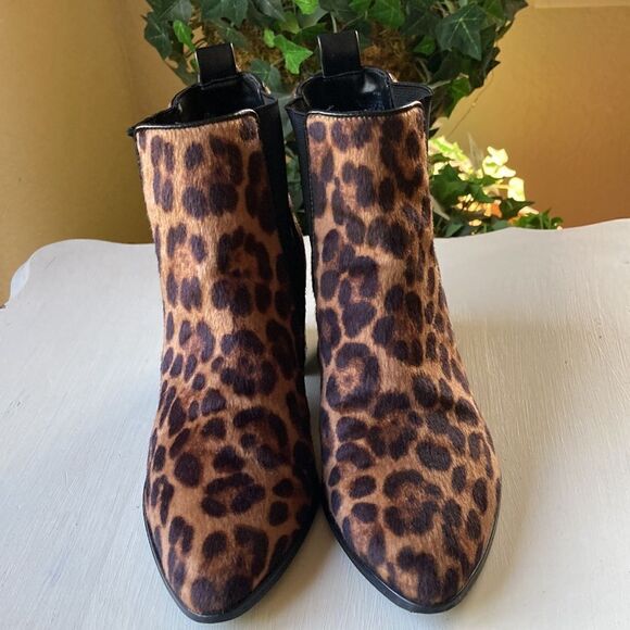 Nine West Cheetah Print Faux Fur Pull On Ankle Booties Size 7.5 - Picture 11 of 15